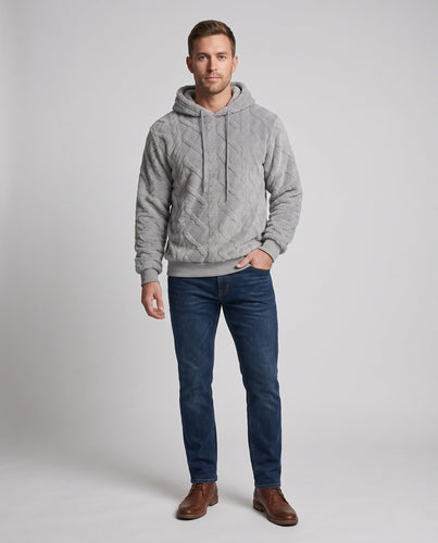 Herren Teddy-Fleece Kapuzenpullover mit Zopfmuster Drune