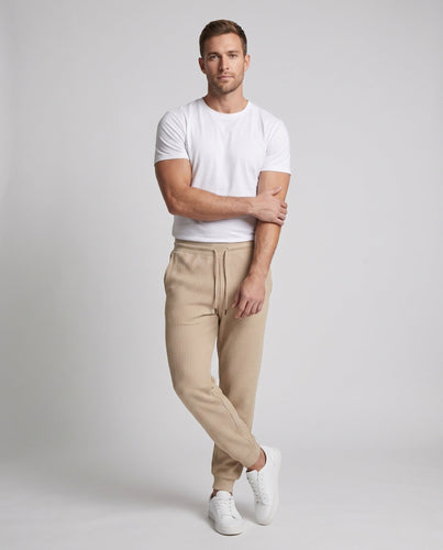 Herren Waffelstrick-Jogginghose mit Kordelzug Bündchen und Eingrifftaschen Drune