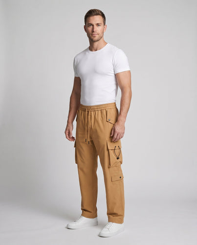 Herren weite wasserabweisende Cargo-Hose mit Gummibund, Kordelzug und Multifunktionstaschen Drune