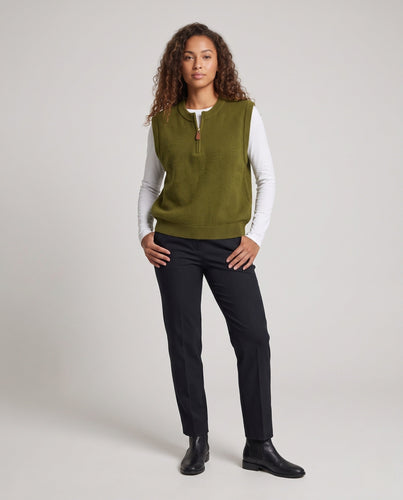 Damen Ärmellose Strickweste mit halbem Reißverschluss und weichem Mohair‑Look Drune