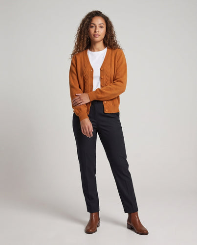 Damen Feinstrick-Cardigan mit Zopfmuster, dekorativer Knopfleiste und weicher Mohair-Optik Drune
