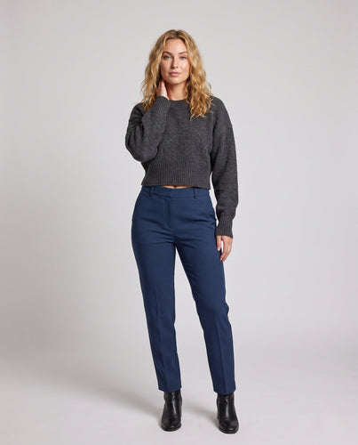 Damen Kurzer Flauschiger Cropped-Pullover mit Ballonärmeln Drune