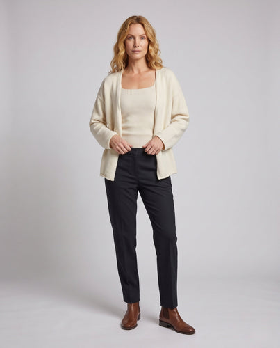 Damen Longline Strickcardigan mit offener Front und passendem Bandeau-Top Drune