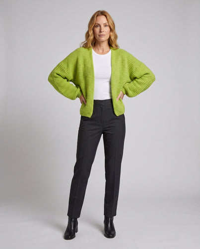 Damen Oversize Grobstrick-Cardigan mit Ballonärmeln und offener Front Drune
