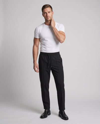Herren Smart-Casual Reisehose mit elastischem Tunnelzugbund und geradem Bein Drune