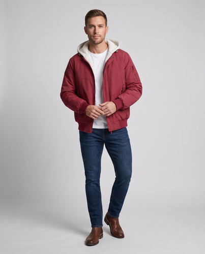 Herren Thermo-Bomberjacke mit Kontrastkapuze und winddichter Isolierung Drune