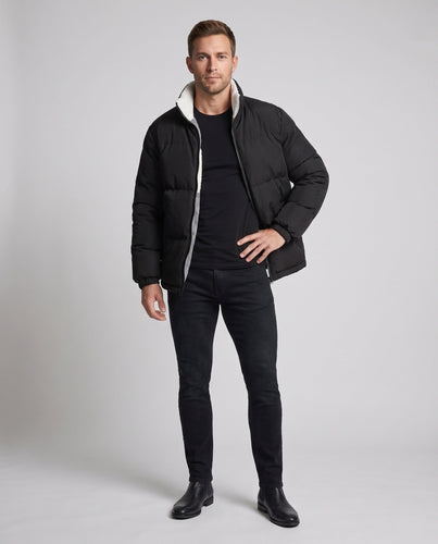 Herren Wendbare Thermobomberjacke mit Teddyfleece-Innenfutter, gesteppter Isolierung und Kordelzugsaum Drune