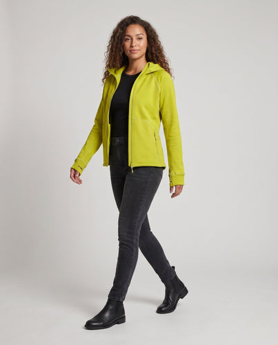 Damen Fleece-Kapuzenjacke mit durchgehendem Reißverschluss, Raglanärmeln und zwei Reißverschlusstaschen Drune