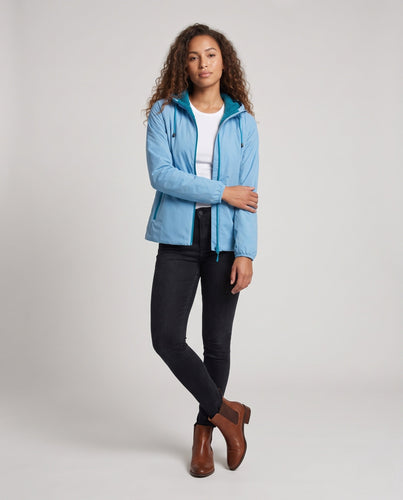 Damen leichte Kapuzenjacke mit Teddyfutter, windabweisender Shell und Reißverschlusstaschen Drune