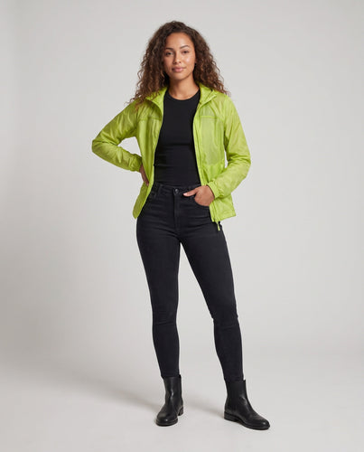 Damen Ultraleichte Kapuzen‑Shelljacke mit durchgehendem Reißverschluss und seitlichen Eingrifftaschen Drune