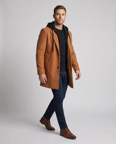 Herren zweischichtiger City‑Mantel mit herausnehmbarer Kapuzen‑Innenjacke Drune