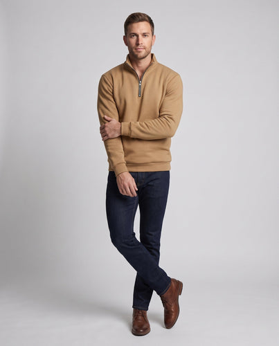 Herren Halbzip-Sweatshirt aus French Terry mit Stehkragen und Rippbündchen Drune