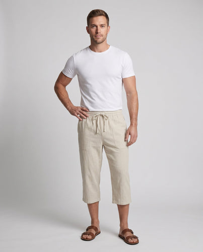 Herren Leichte Capri-Bermuda mit elastischem Bund, Kordelzug und aufgesetzten Taschen Drune