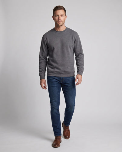 Herren Sweatshirt mit Rundhalsausschnitt und weichem Fleecefutter, Regular-Fit Drune