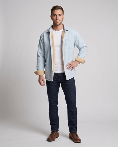 Herren Wärmegefüttertes Hemdjacke-Overshirt aus Baumwolltwill mit Plüschfutter Drune