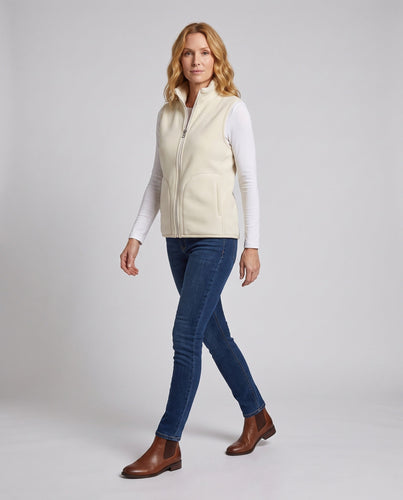 Damen Kuschelige Microfleece-Weste mit hochschließendem Kragen und konturierten Fronttaschen Drune
