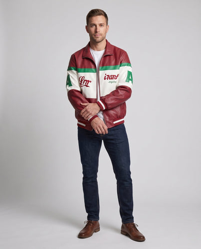 Herren College-Bomberjacke im Retro-Blockdesign mit Stehkragen und Reißverschluss Drune