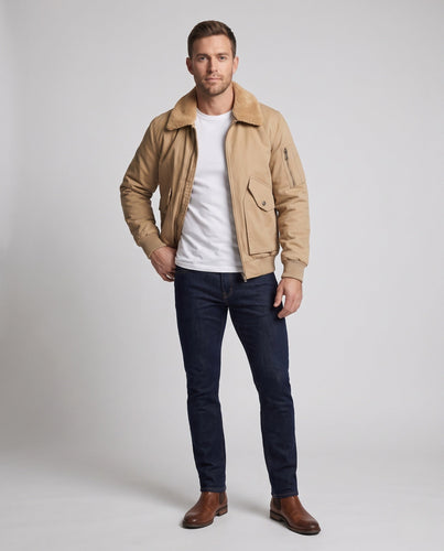 Herren Desert-Utility-Bomber mit gesteppter Thermofütterung und Faux-Fell-Kragen Drune