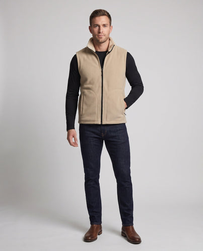 Herren Fleece-Isolationsweste mit kuscheligem Sherpa-Innenfutter und hochschließendem Stehkragen Drune