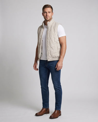 Herren Gefütterte Teddy‑Fleece‑Steppweste mit hohem Kragen und Sherpa‑Innenfutter Drune