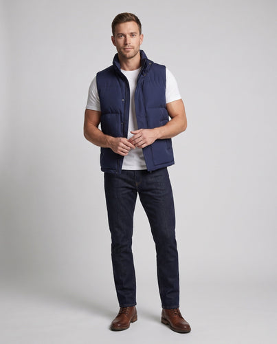 Herren Isolierte Steppweste im Urban-Layering-Stil mit hohem Stehkragen und Zwei-Wege-Reißverschluss Drune