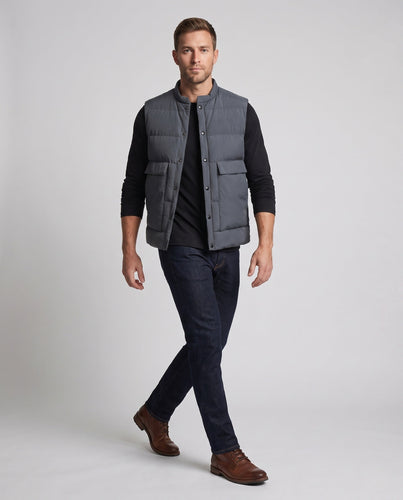 Herren Minimalistische Thermo-Utility-Weste mit Druckknopffront und großen Klappentaschen Drune