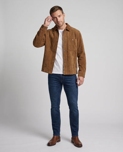 Herren Overshirt‑Jacke aus Cordvelours mit Brusttasche und lockerem Schnitt Drune