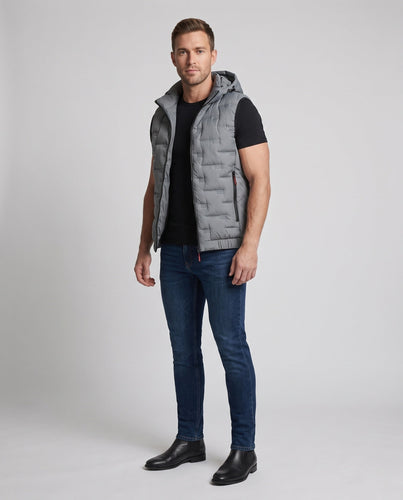 Herren Thermo-Utility Kapuzenweste mit wasserabweisender Mikrofaserschale und elastischem Bund Drune