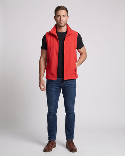 Herren Ultraleichte Atmungsaktive Softshell-Weste mit Mesh-Innenfutter, hohem Stehkragen und Reißverschlusstaschen Drune