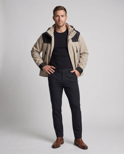 Herren Wasserdichte Ski- und Snowboardjacke mit Kapuze, Mountain-Print und Multifunktionalen Taschen Drune
