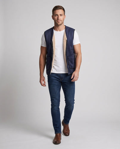Herren Wattierte Thermo-Sherpaweste mit weichem Fleecefutter und Frontreißverschluss Drune