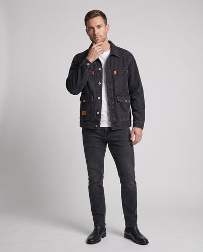 Herren Modische Denim-Jacke mit klassischem Schnitt Drune