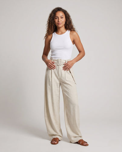 Damen Elegante und weit geschnittene Leinenhose Drune