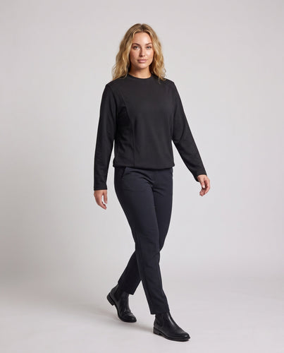 Damen Elegantes Langarm-Oberteil mit Stehkragen Drune