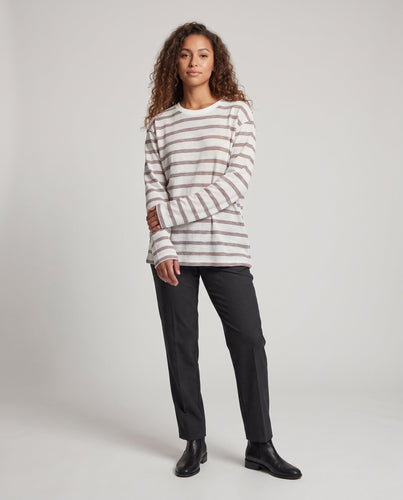 Damen Lässiges gestreiftes Langarm-Shirt Drune