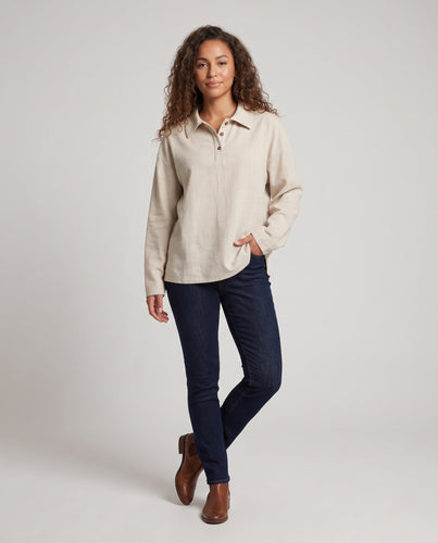Damen Lässiges Langarm-Polohemd Drune