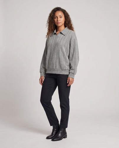 Damen Modische Oversized Bluse im Fischgrätmuster Drune