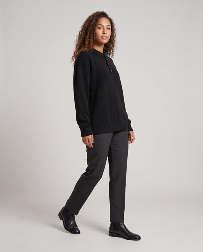 Damen Modischer Oversized Pullover mit Knopfleiste Drune