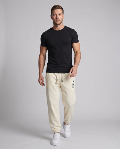 Herren Fleecegefütterte Jogginghose mit Astronauten‑Print, Kordelzug und elastischen Bündchen Drune