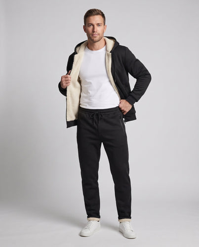 Herren Fleecegefüttertes Jogginganzug-Set mit Teddyfutter und Kapuzenjacke Drune