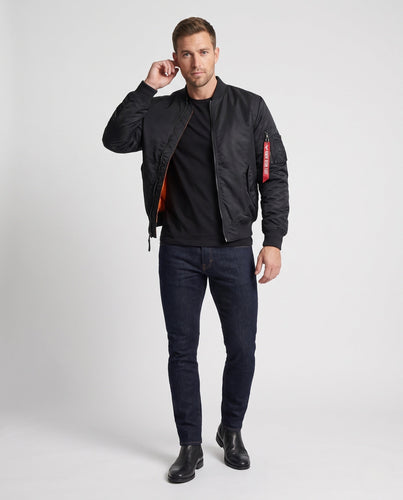 Herren gefütterte Nylon-Bomberjacke im Aviator-Stil mit Thermo-Isolierung und Utility-Ärmeltasche Drune
