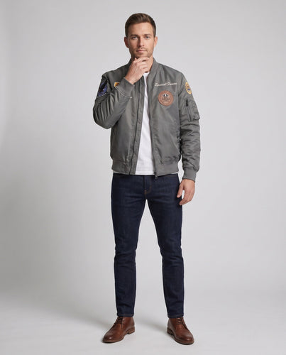 Herren gesteppte Flieger-Bomberjacke mit Patch-Applikationen und thermischer Wattierung Drune