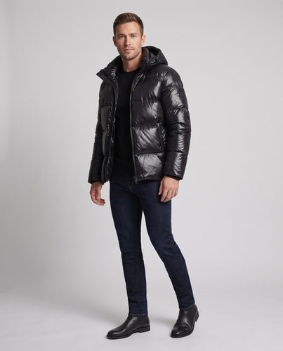 Herren Hochglänzende gesteppte Thermo-Kapuzenjacke Drune