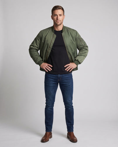 Herren isolierte Piloten‑Bomberjacke mit hoher Daunenfüllung und Ärmel‑Utilitytasche Drune