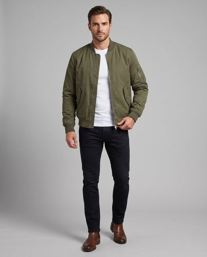 Herren isolierter Pilot‑Bomber mit Thermo‑Wattierung, Ärmeltasche und Rippbündchen Drune