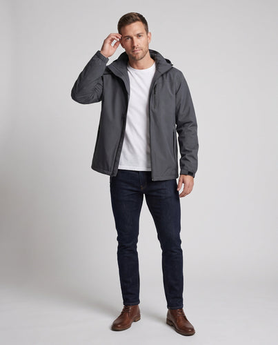 Herren leichte atmungsaktive Softshell-Outdoorjacke mit Kapuze und wasserabweisender Membran Drune