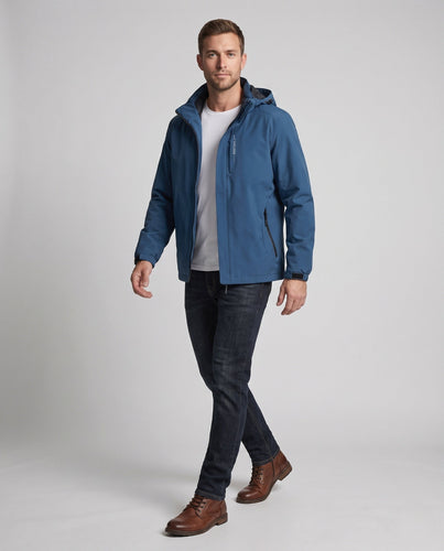 Herren Leichte Softshelljacke mit Kapuze, wasserabweisender Außenhülle und verdecktem Reißverschluss Drune