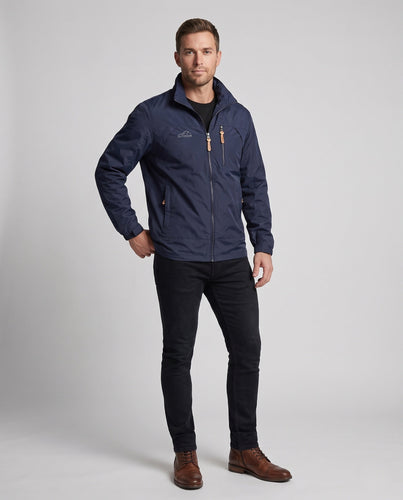 Herren leichter winddichter Nylon‑Reißverschlussblouson mit Stehkragen und Brustreißverschlusstasche Drune