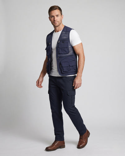 Herren multifunktionale Mesh-Utilityweste mit Mehrfachtaschen Drune
