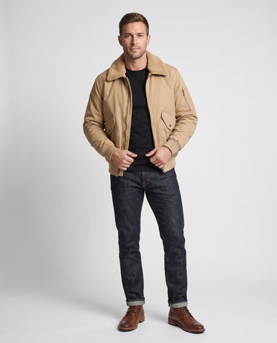 Herren Piloten-Blouson im Canvas-Look mit Teddykragen, Ärmeltasche und gerippten Bündchen Drune
